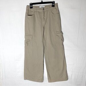 Refuge Khaki High Rise Wide Leg Cargo Style Pants XS